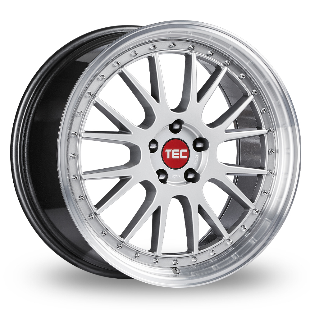 18 Inch TEC Speedwheels GT EVO Hyper Silver Polished Lip Alloy Wheels